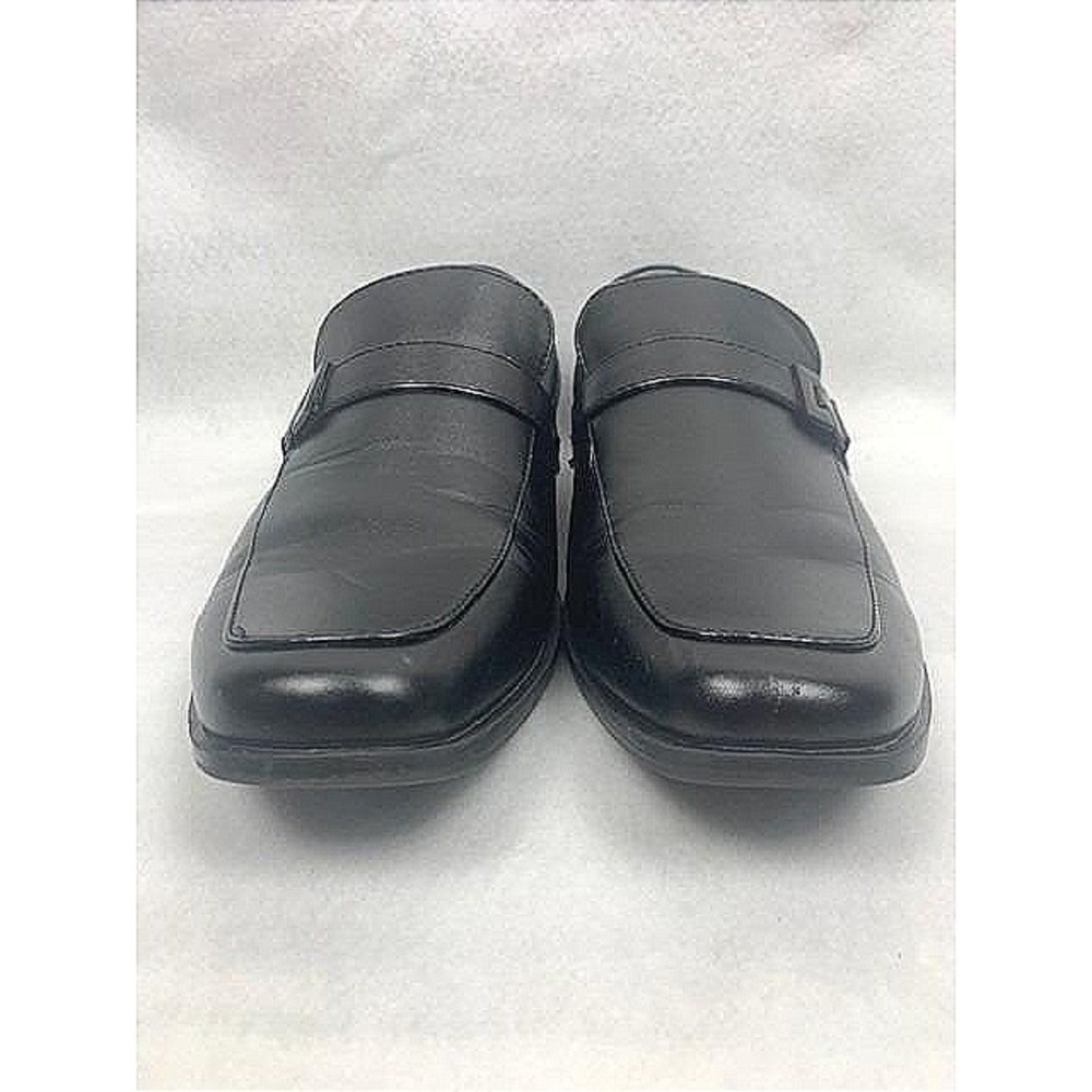 Perry Ellis Portfolio Mens Black Leather Square Toe Buckle‎ Strap Loafers 9.5M